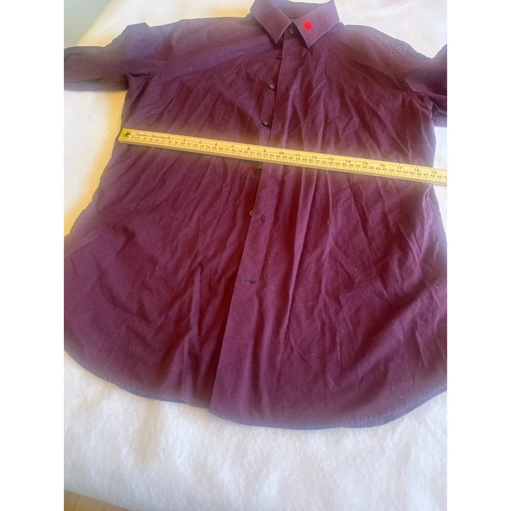 Banana Republic Slim Fit Button Down Mens M Burgundy Stretch Long Sleeve Shirt